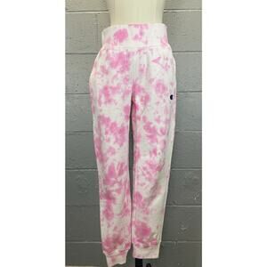 Champion Reverse Weave Pink & White Tie Dye Joggers Sweatpants Medium Custom